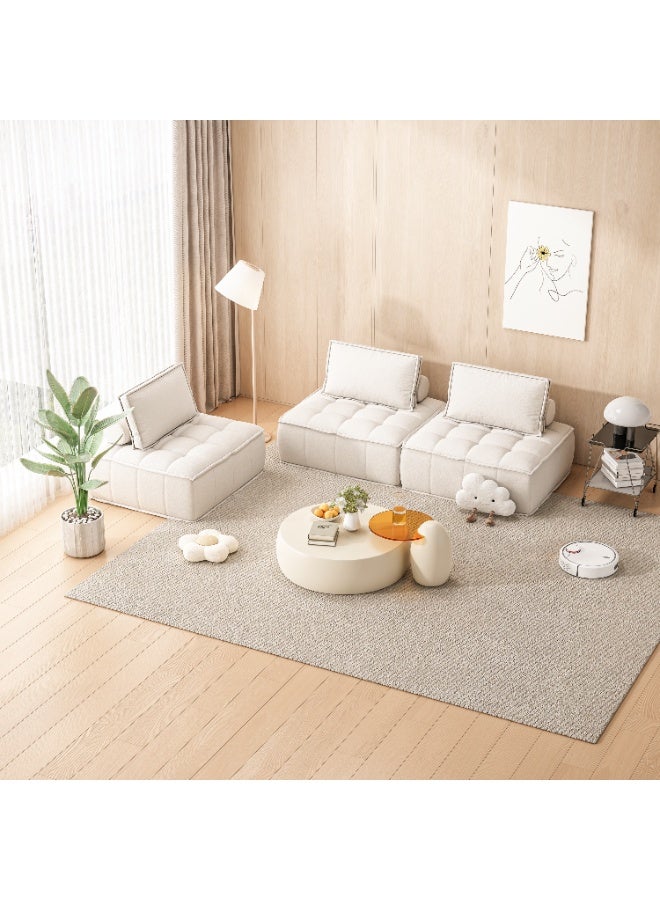 JANTENS 100*100*75cmSofa with pillow,Floor Lounge Chair,Soft Couch,Lazy Sofa with back support White - Image 5